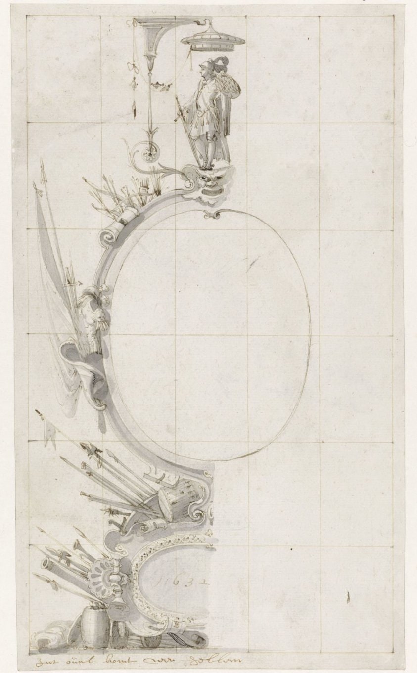 Ontwerp voor een glasraam met een cartouche