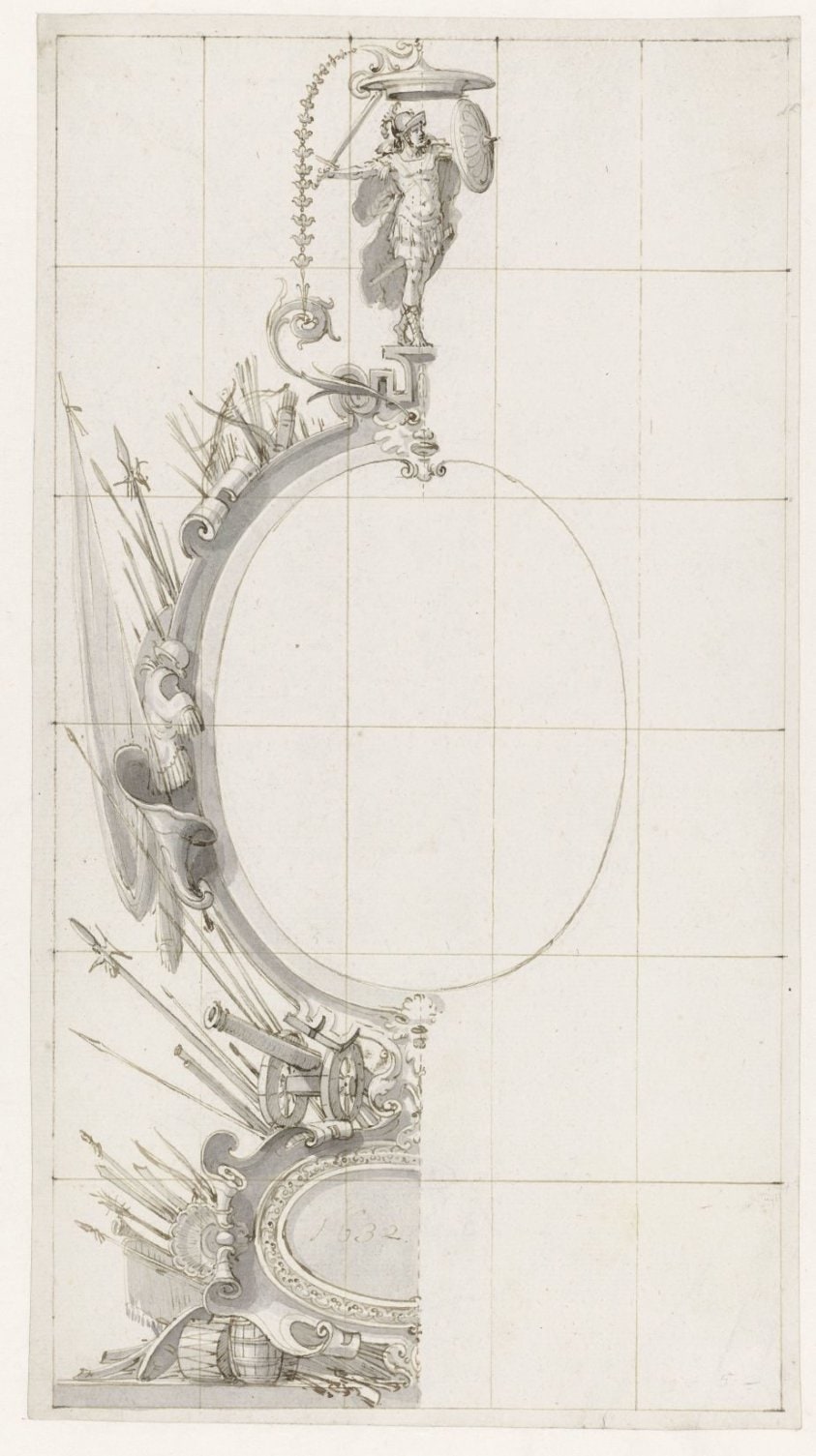 Ontwerp voor een glasraam met een cartouche