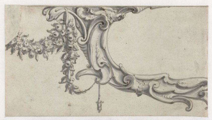 Fragment van een cartouche met een festoen
