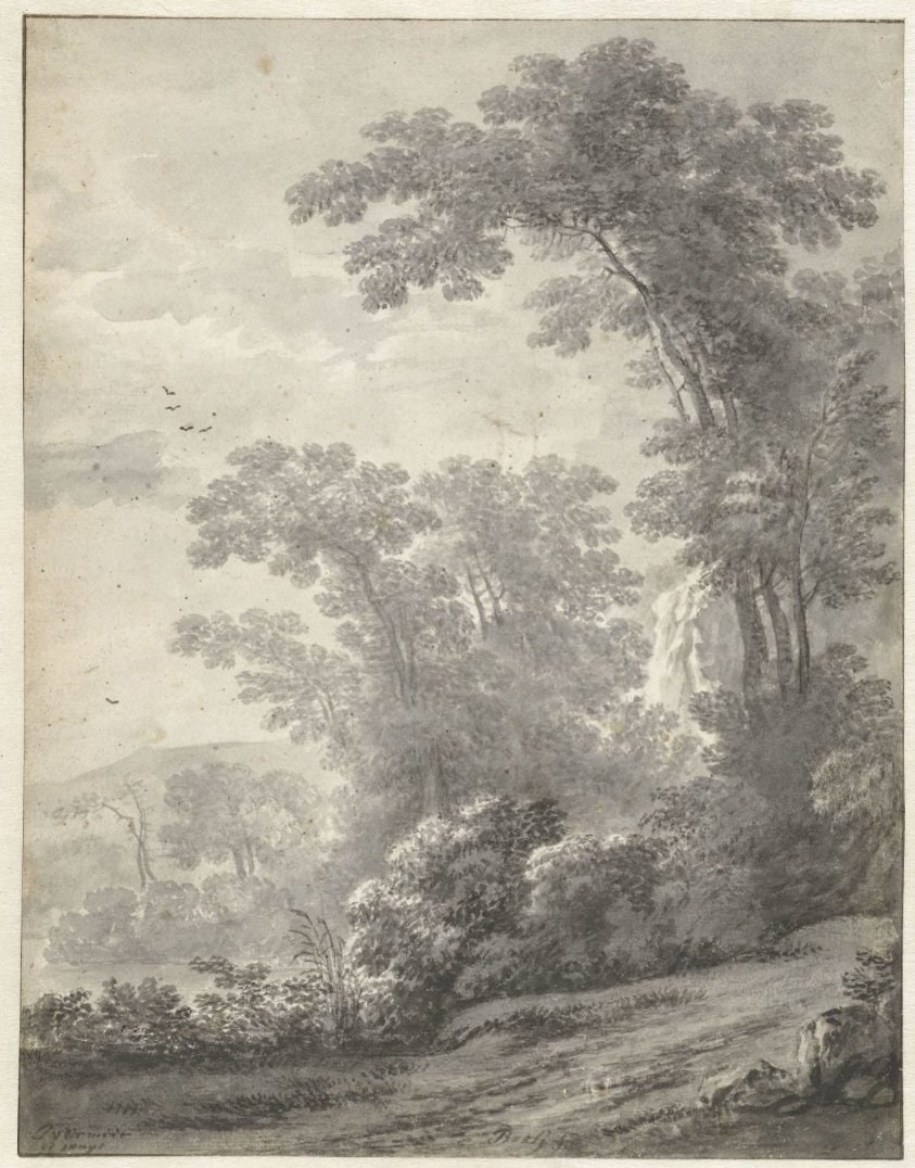 Mountain Landscape with Trees near a River