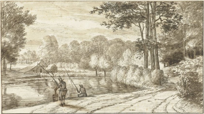 Landscape with Two Fishermen alongside a Road