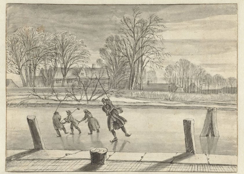 Winter Landscape with Four Skaters