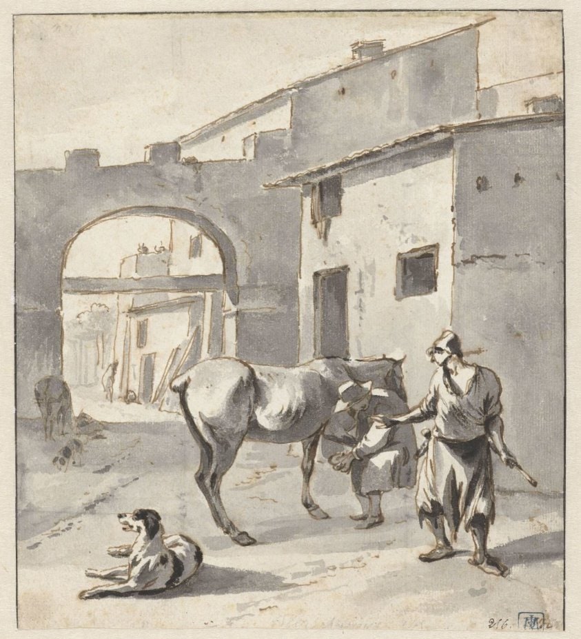 Hoefsmid in een Italiaanse stad