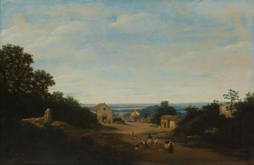 Brazilian landscape with the village of Igaraçú. To the left the church of Sts Cosmas and Damian