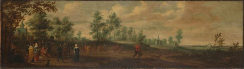 Landscape with a Couple Dancing outside a Country Mansion