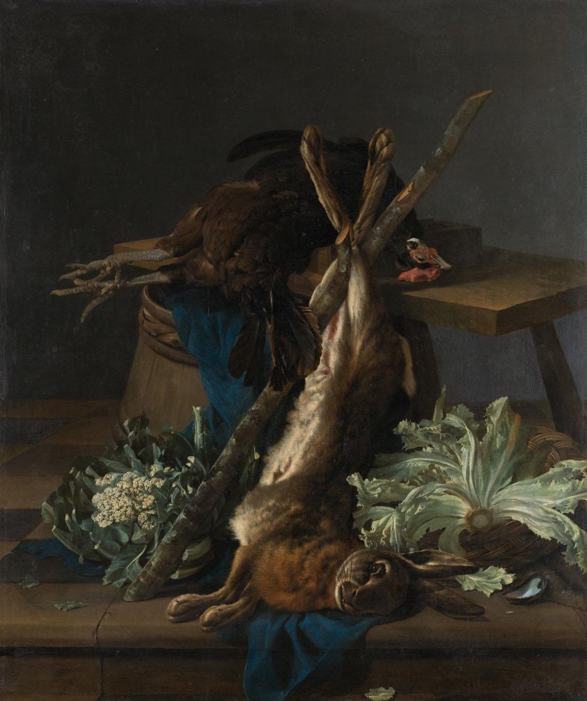 Still Life with Hare and a Black Rooster