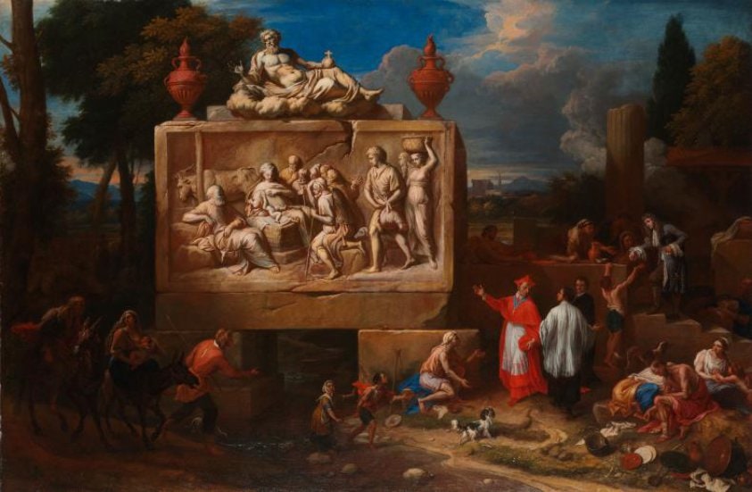 Fantasy landscape with St Charles Borromeo