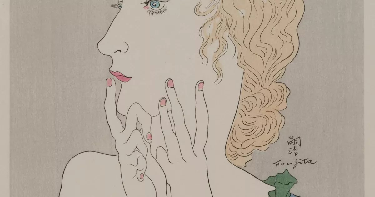 Bust of a blonde woman in a low-necked dress