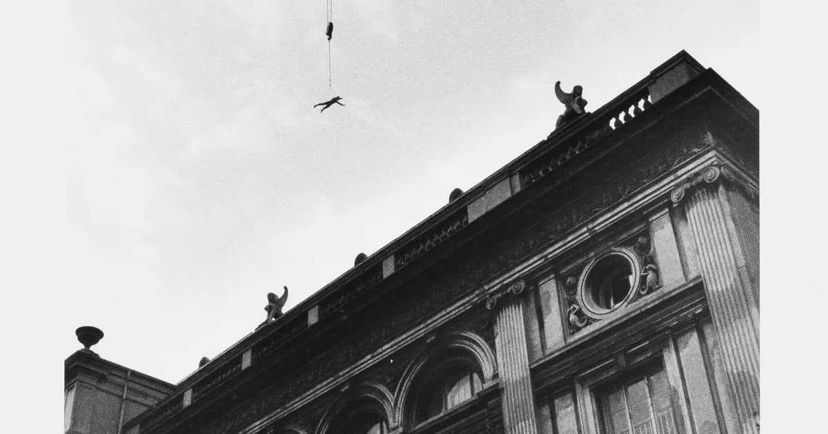 City Suspension event above the Royal Theatre, Copenhagen, 28 June 1985