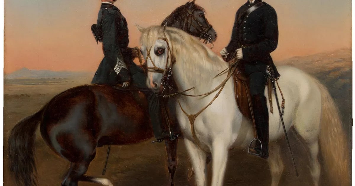Equestrian portrait of Sergeant George Sutherland and Trooper Robert William Davidson of the Victoria Police Force