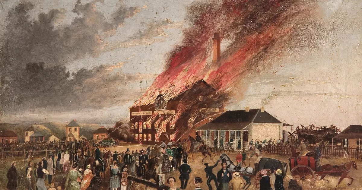 Fire at the Adelaide Steam Flour Mill, Mill Street, Adelaide, 17th April 1855