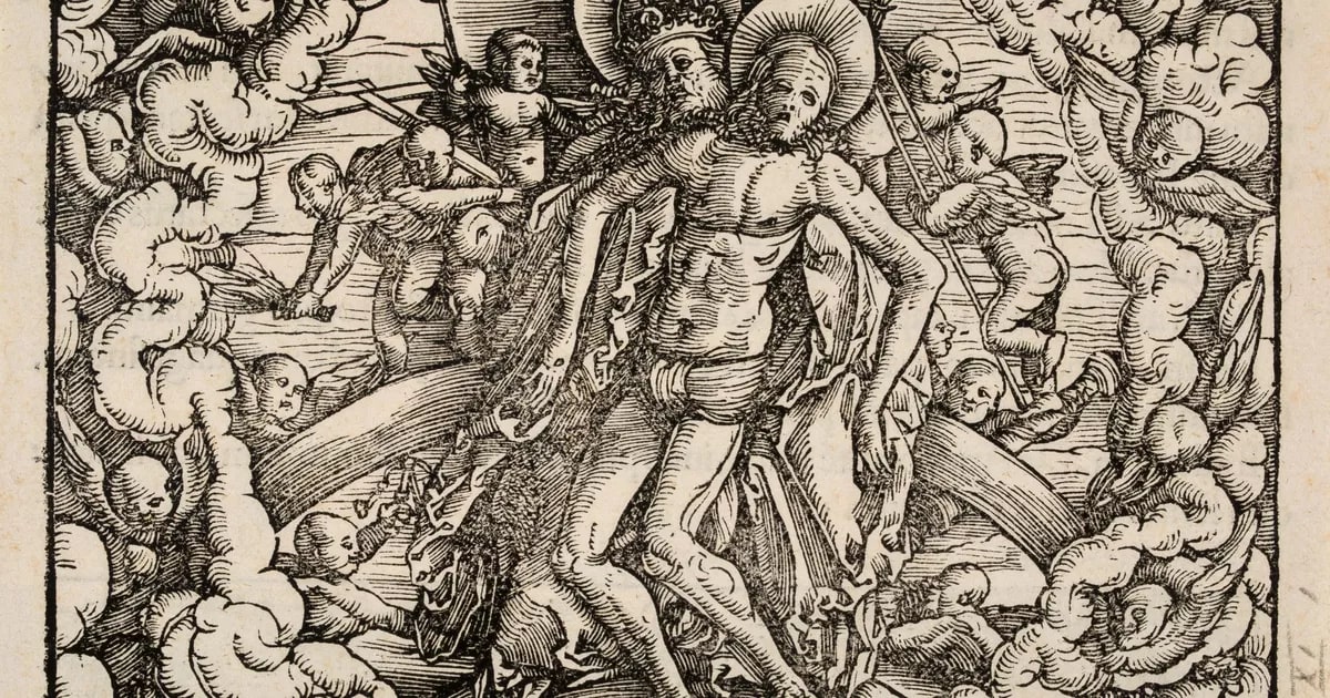 God supporting the body of Christ
