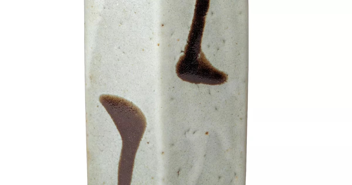 Hexagonal vase, with iron splashes
