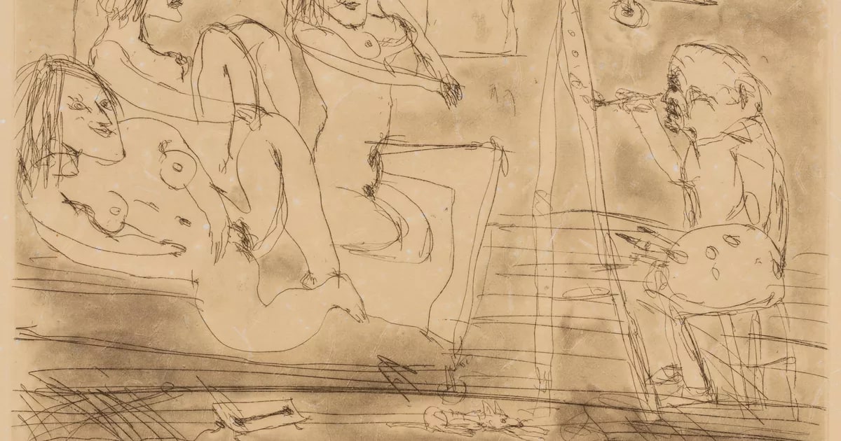 Old artist and the three graces