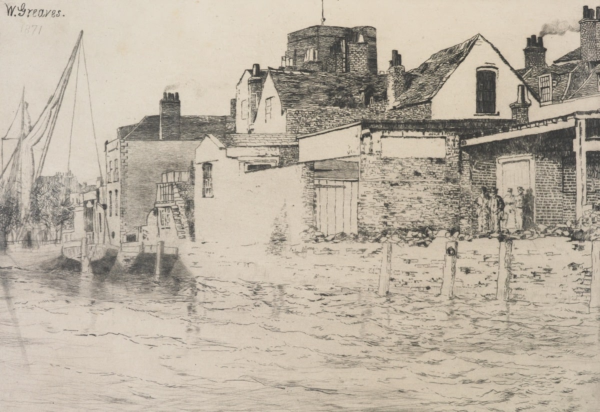 Buildings by the Thames at Chelsea