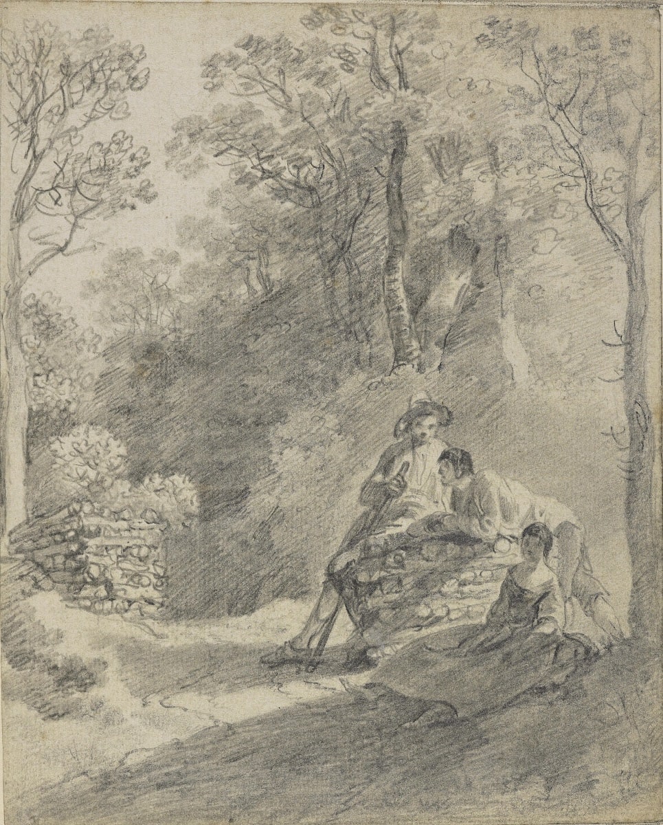 Wooded landscape with figures