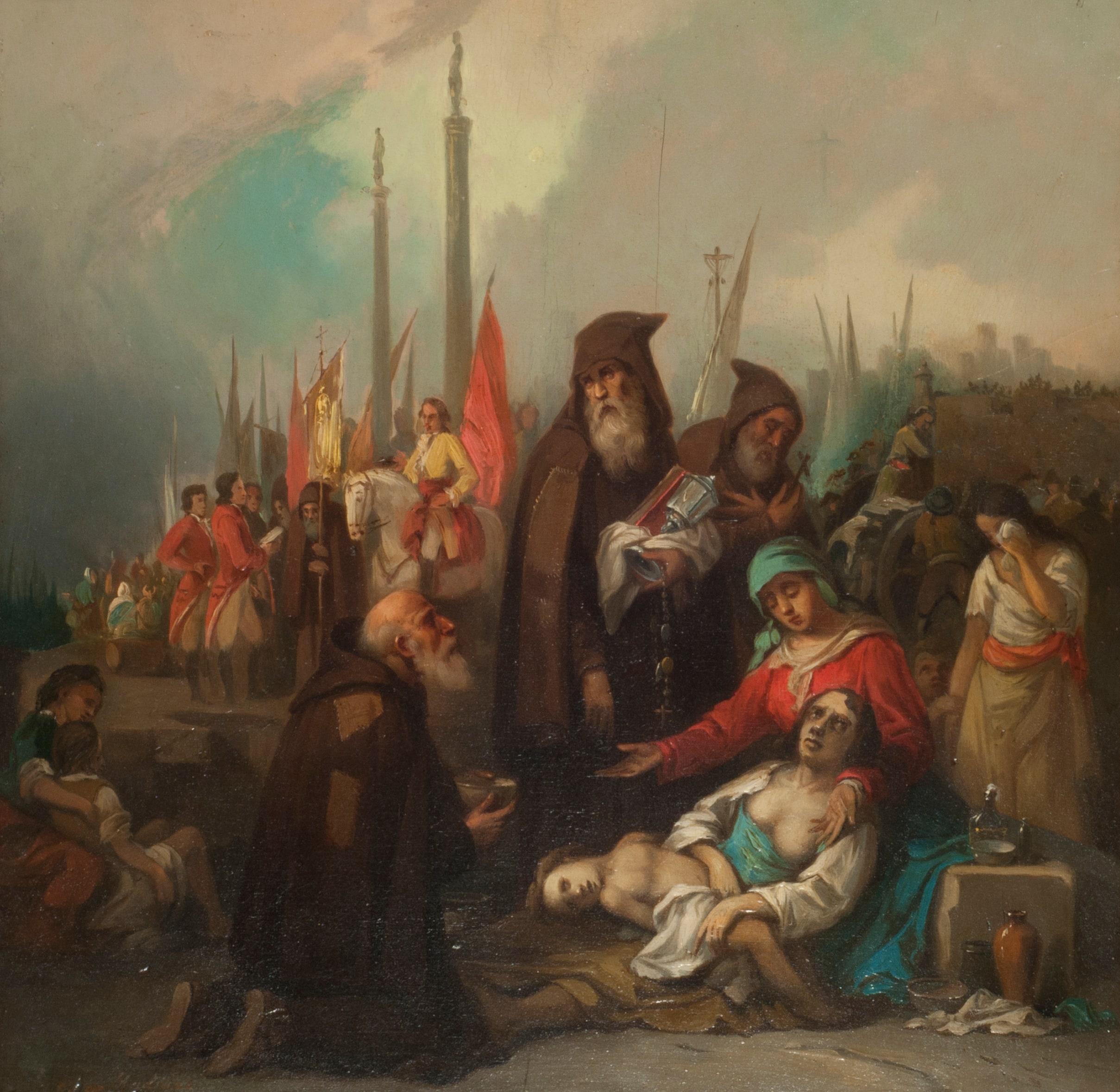 Cuadro histórico. Auxilio a unos apestados