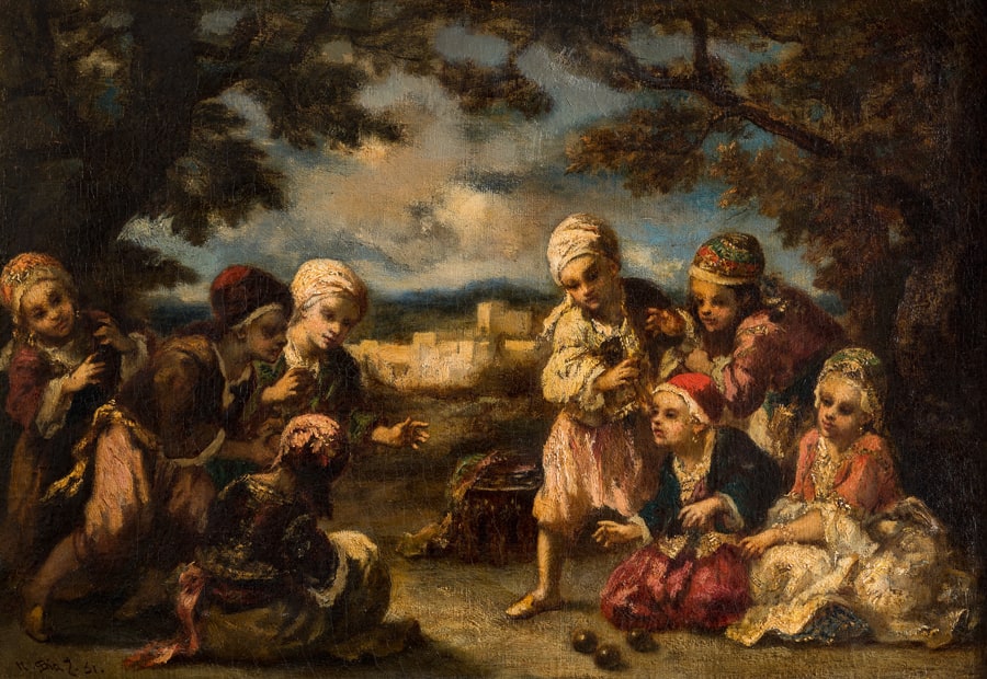 Enfants turcs jouant aux boules