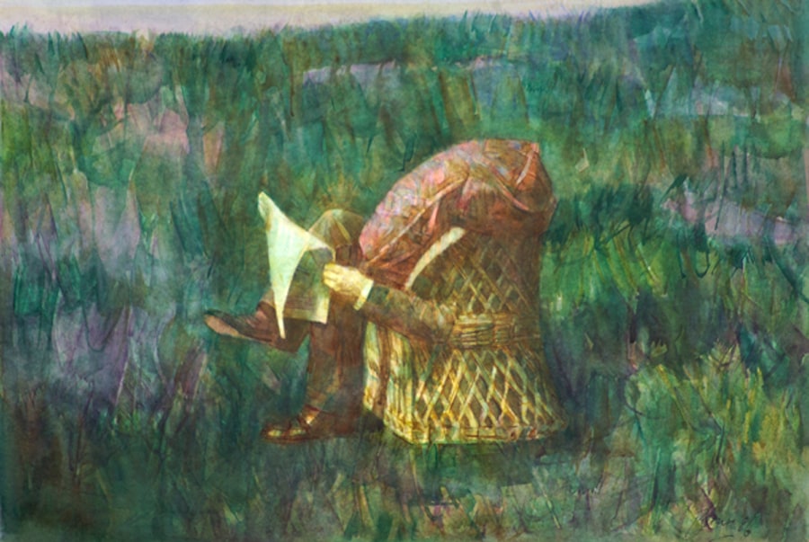Lector a orillas del Paraná