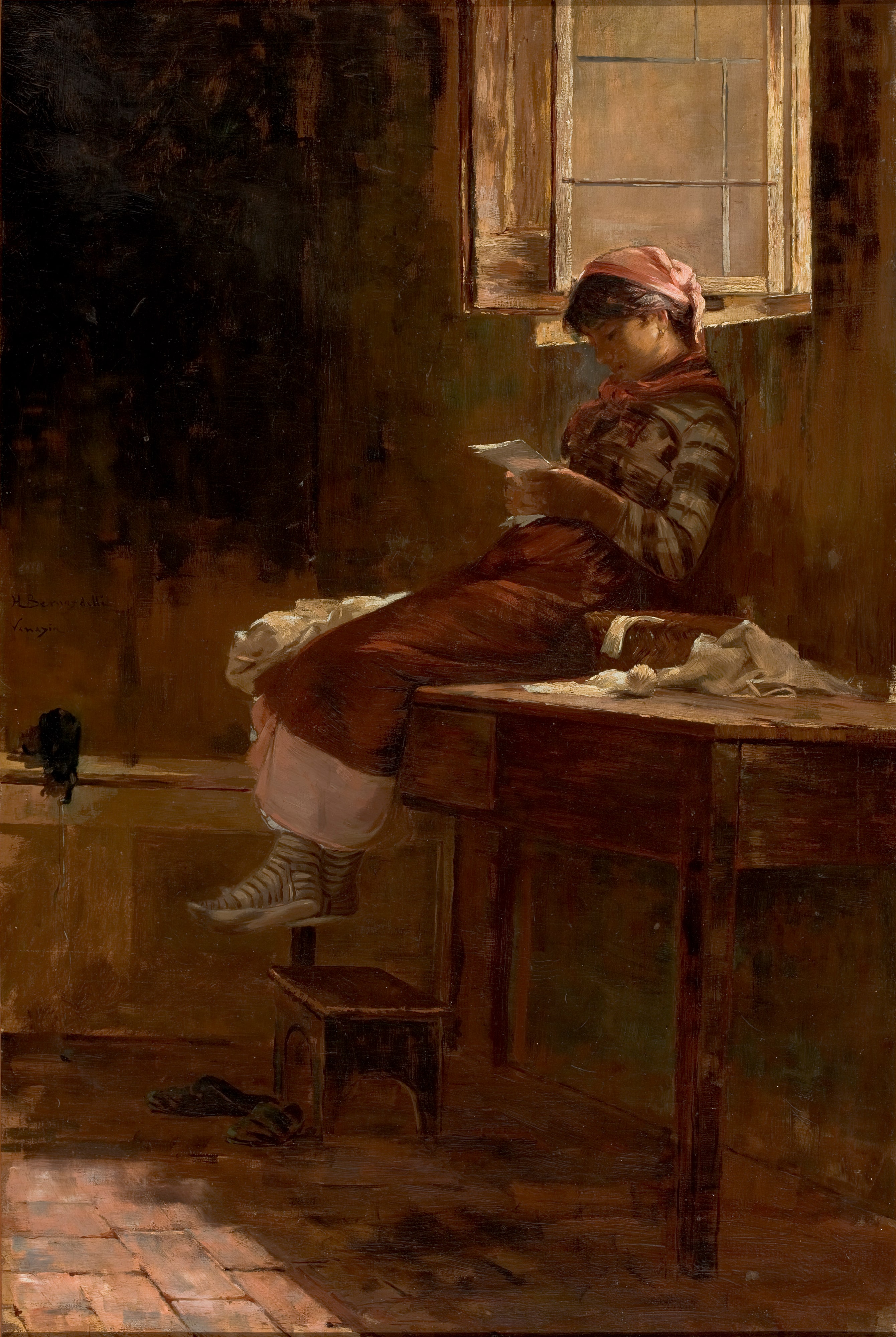 Interior com menina que lê