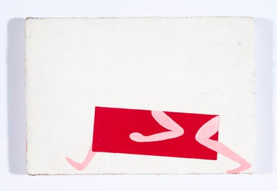 Detail - A Person Looks At A Work Of Art/ someone looks at something . . . LOGOS / HA HA [Red Abstract Goes for a Walk]