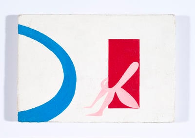 Detail - A Person Looks At A Work Of Art/ someone looks at something . . . LOGOS / HA HA [Red Abstract Sitting by a River Bend]