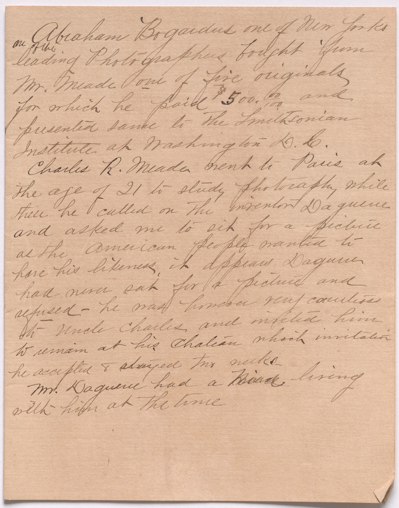 Sarah Meade Valentine's notes regarding the Meade Brothers