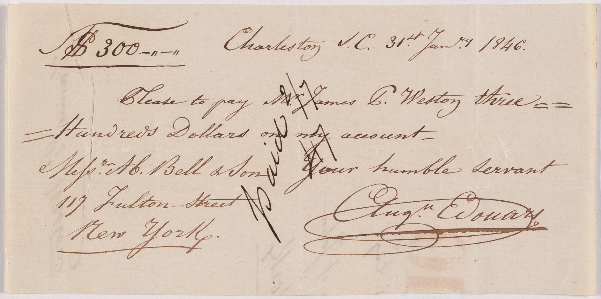 Auguste Edouart's autograph