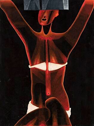 Nude in a darkroom