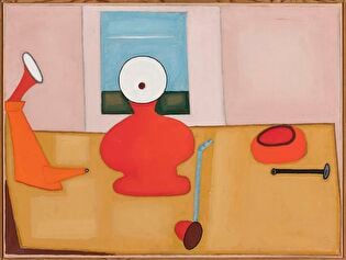 Still life with a landscape