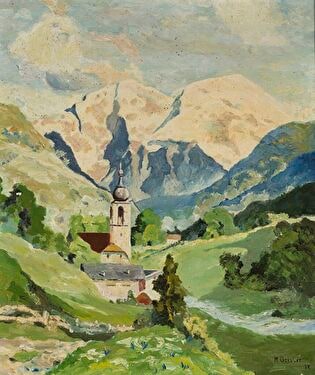 Mountain landscape with a church