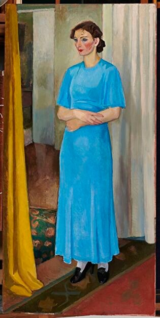 Portrait of a Woman in a Blue Dress