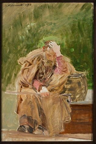 Old man at a water well