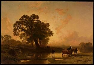 Riverside landscape at sunset