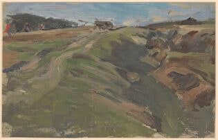 Landscape with a road among fields