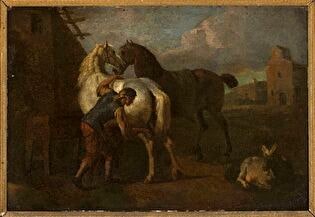 Groom and horses
