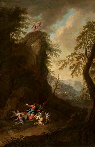 Temptation of Christ and attending angels