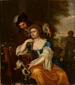 Young lady and a man at a table