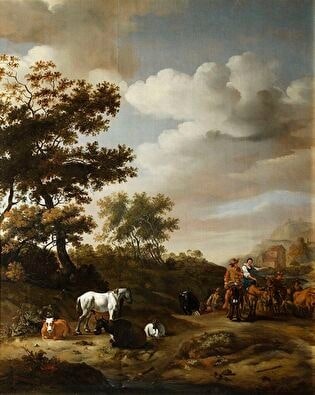 Landscape with people and cattle