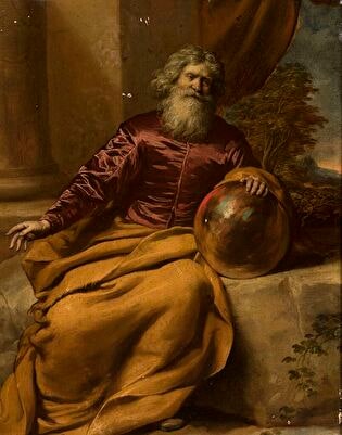 Old man with a sphere (Archimedes?)