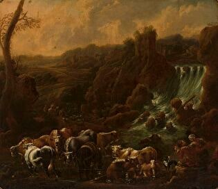 Cattle at the waterfall