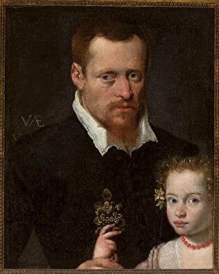 Portrait of a man with his daughter