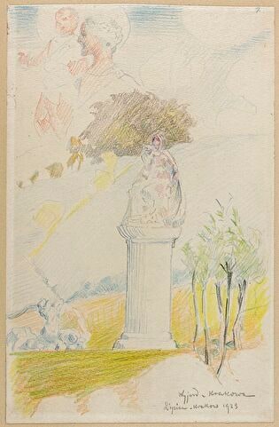 Figure of the Mother of God, adored by fauns