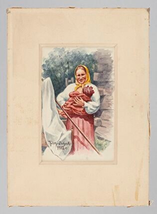 Peasant woman with a child in her arms