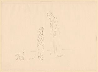 Woman and boy with a toy