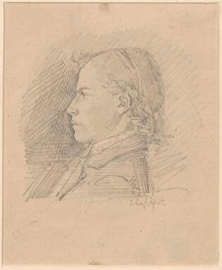 Bust of a young man in profile