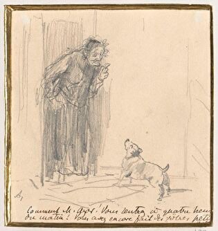 Old woman with a dog