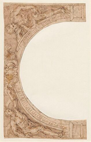 Arch with figural decoration on the sides and cartouche in the middle