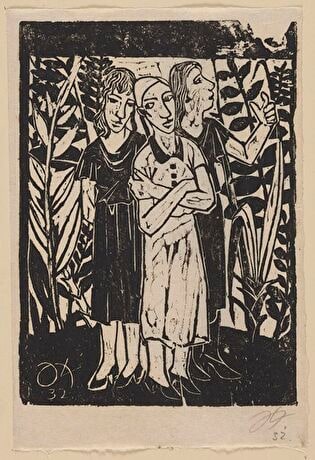 Three Women in a Garden, Plate from the Series: 10. Holzschnitte