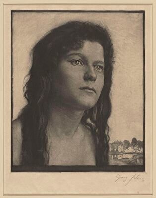 Bust of a Long-Haired Woman against the Background of a Landscape, Plate 16